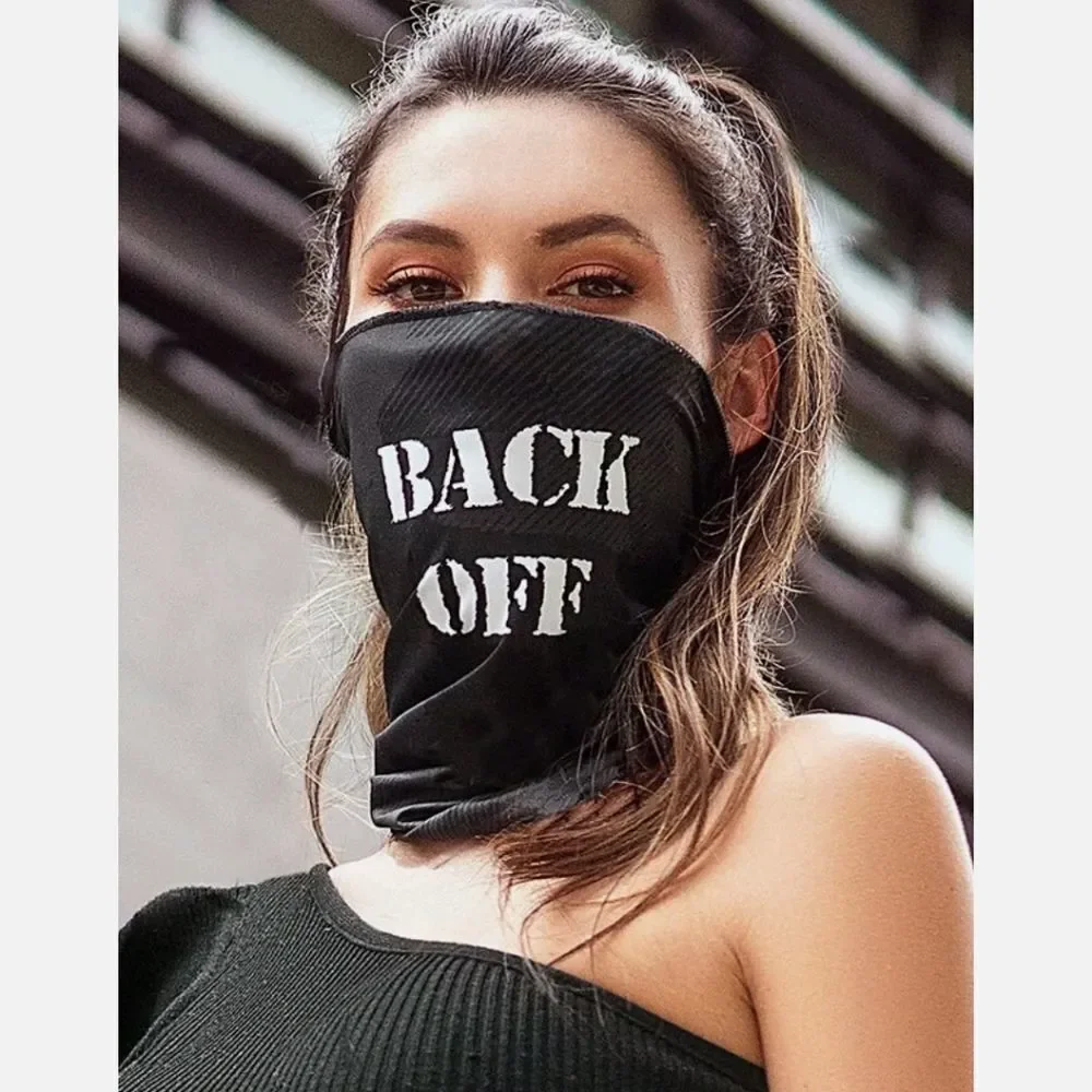 Face/ Neck Bandana - Back Off - Black Print